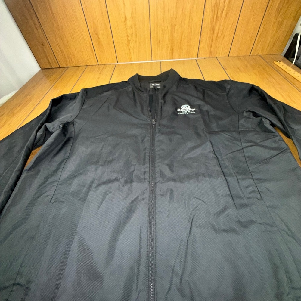 Adidas Golf Mens XL Black Stonehenge Country Club Full Zip Windbreaker Jacket - Picture 4 of 15